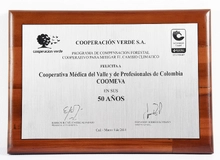 Placa Cooperaci&oacute;n Verde S.A 
