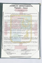 Asamblea Dptal. del Cauca Pergamino 