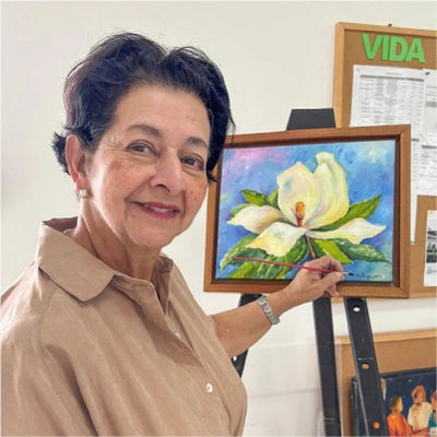 Nora Margarita Ortiz Acevedo 16 a&ntilde;os floreciendo en la pintura