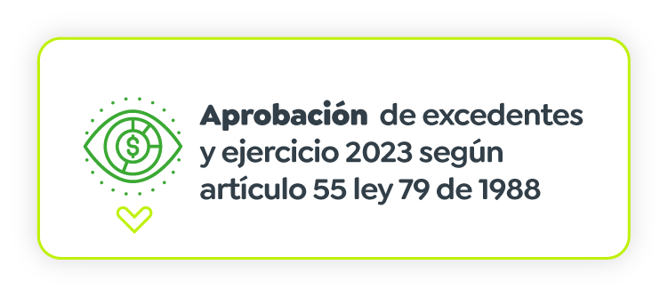 Aplicación de excedentes y ejercicio 2023 según artículo 55 ley 79 de 1988 Aplicación de excedentes y ejercicio 2023 según artículo 55 ley 79 de 1988